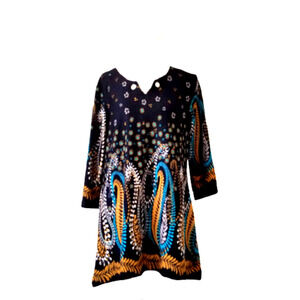 CREATION Women’s A- Line Black Tunic Dress Paisley Print - Size S